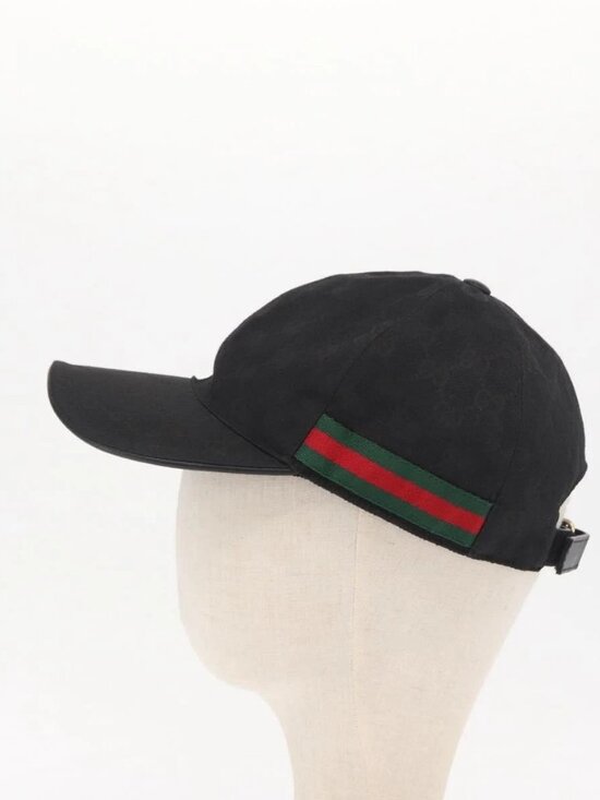 GUCCI Web Sherry Line GG Canvas Baseball Cap L Black 200035 204891 Auth ki6381 main image 7